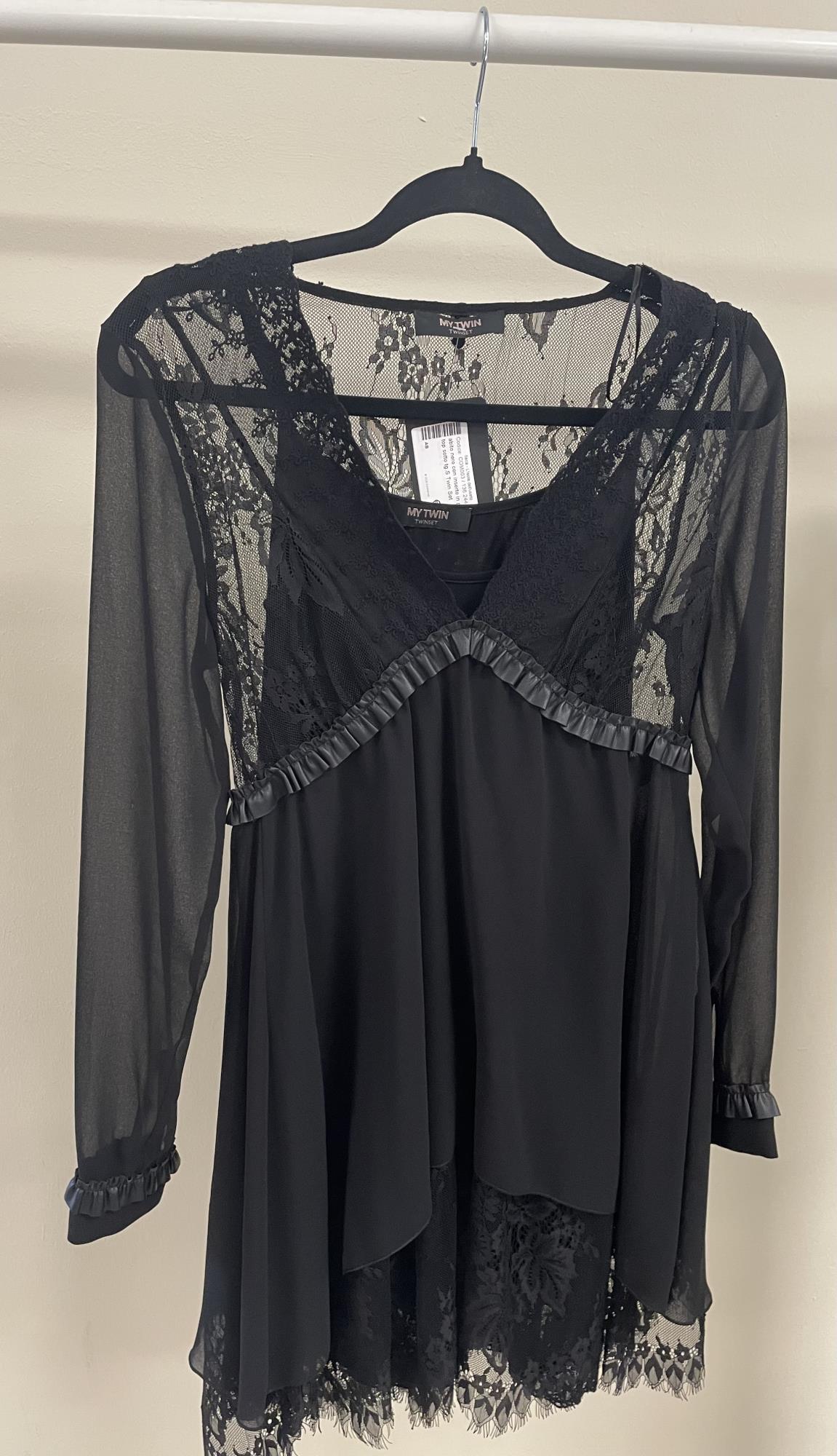 abito nero con inserto in pizzo e top sotto tg.S Twin Set
