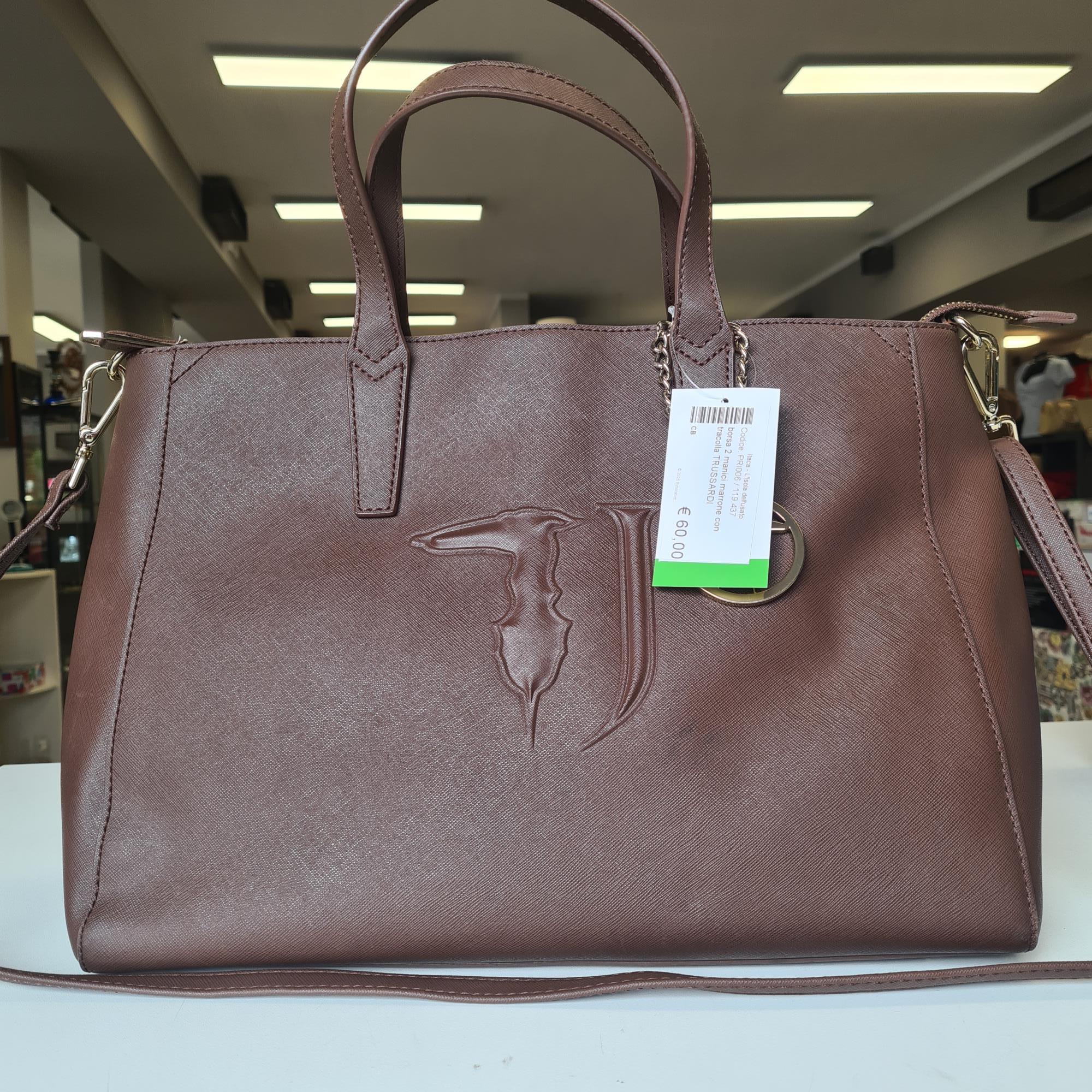 borsa 2 manici marrone con tracolla TRUSSARDI
