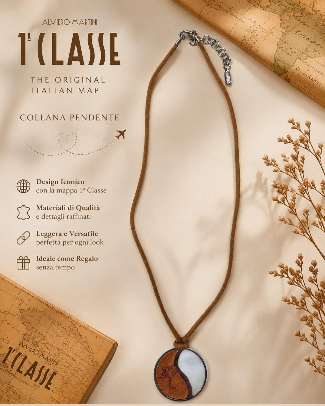 collana cordino beige con ciondolo rotondo 1^ Classe