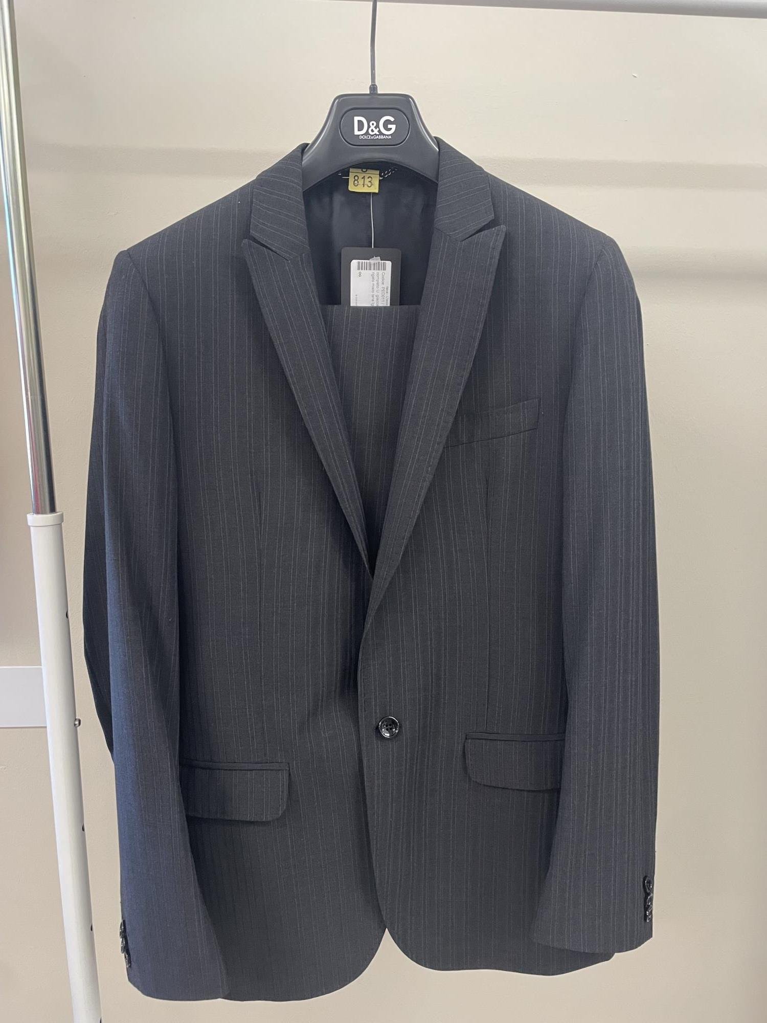 completo U. giacca+pantalone grigio rigato misto lana tg. 48 D&G