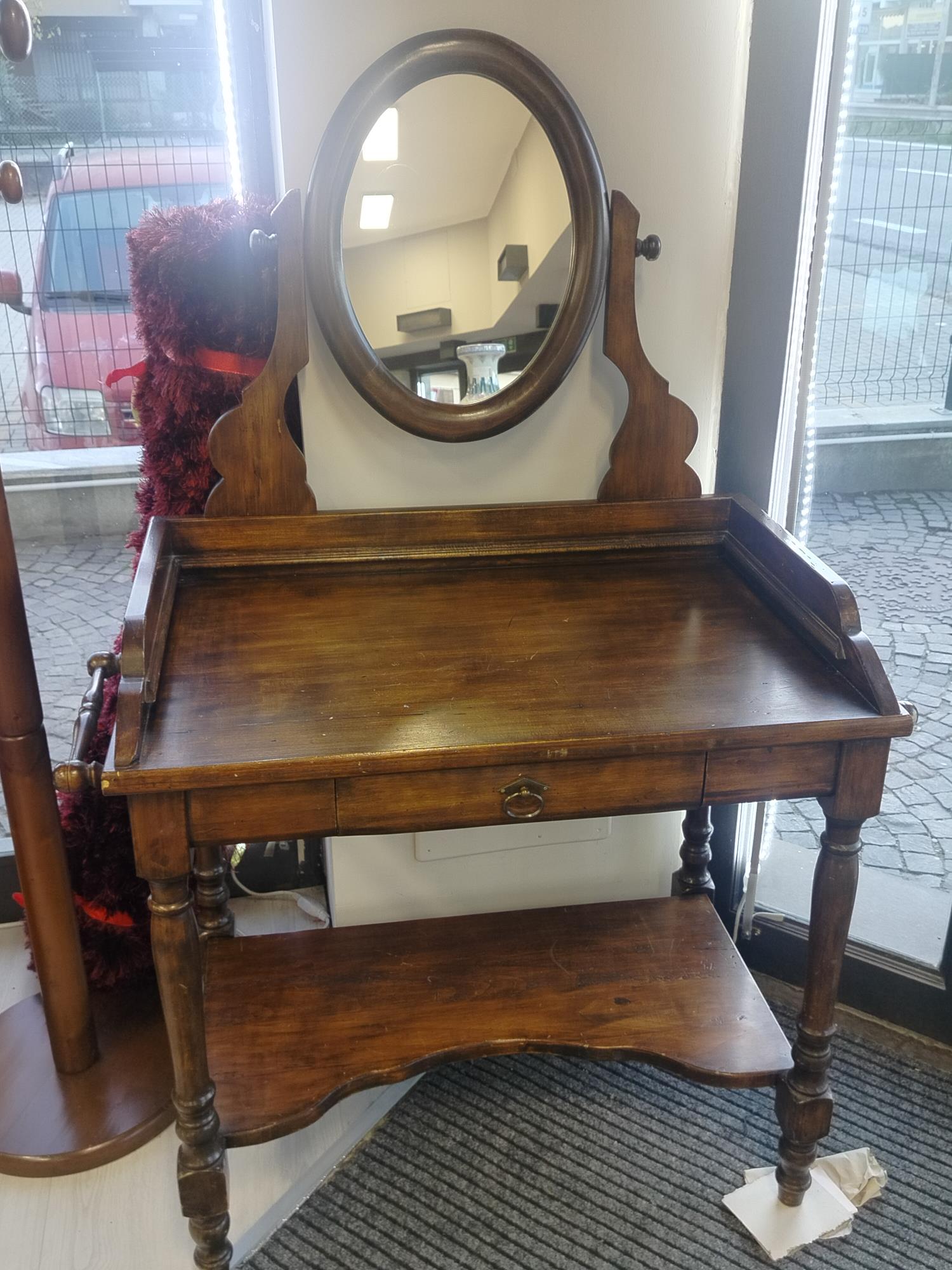 Mobiletto toeletta legno con specchio e cassetto