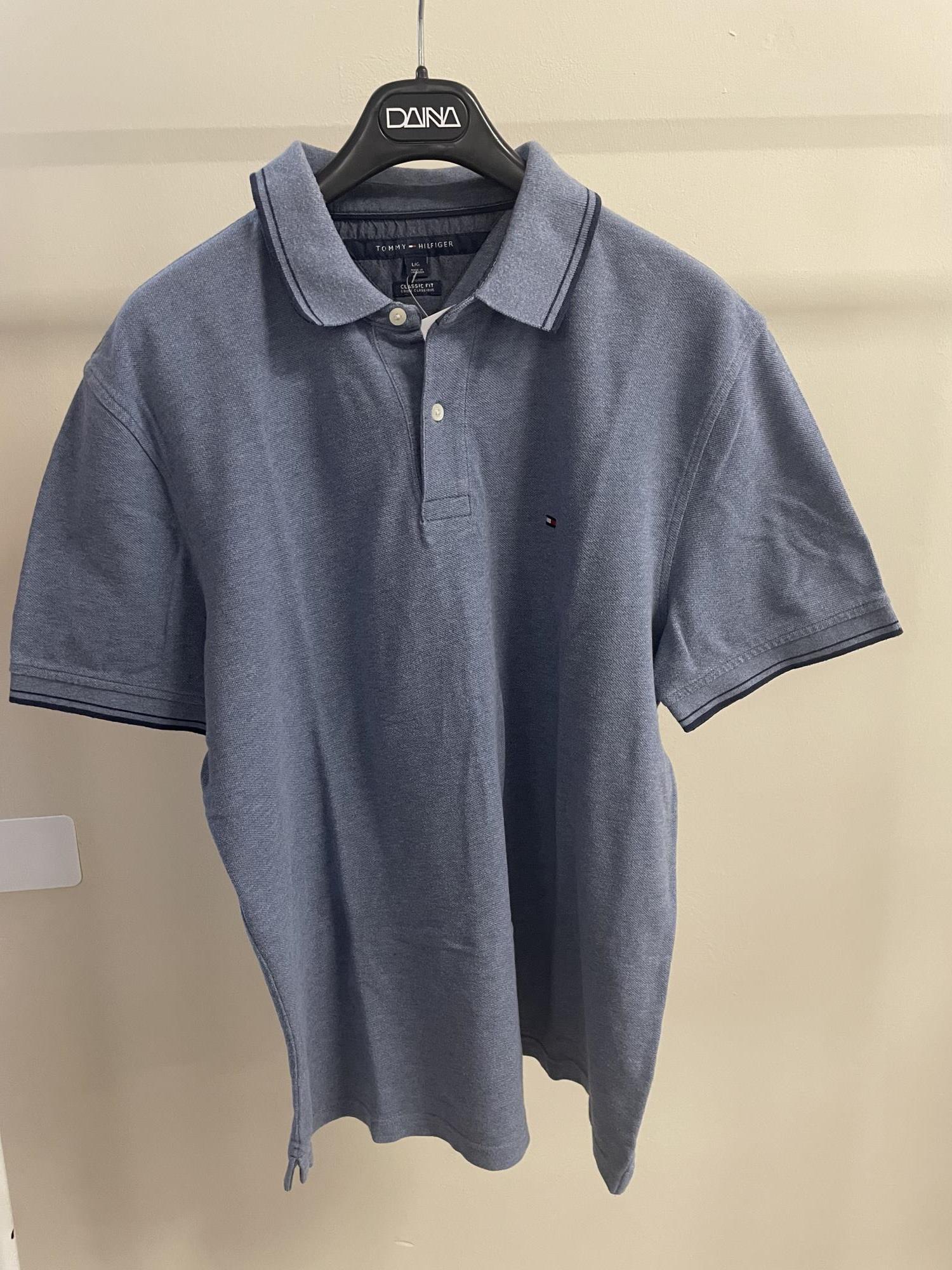 polo azzurra U. con profili blu tg. L Tommy Hilfiger