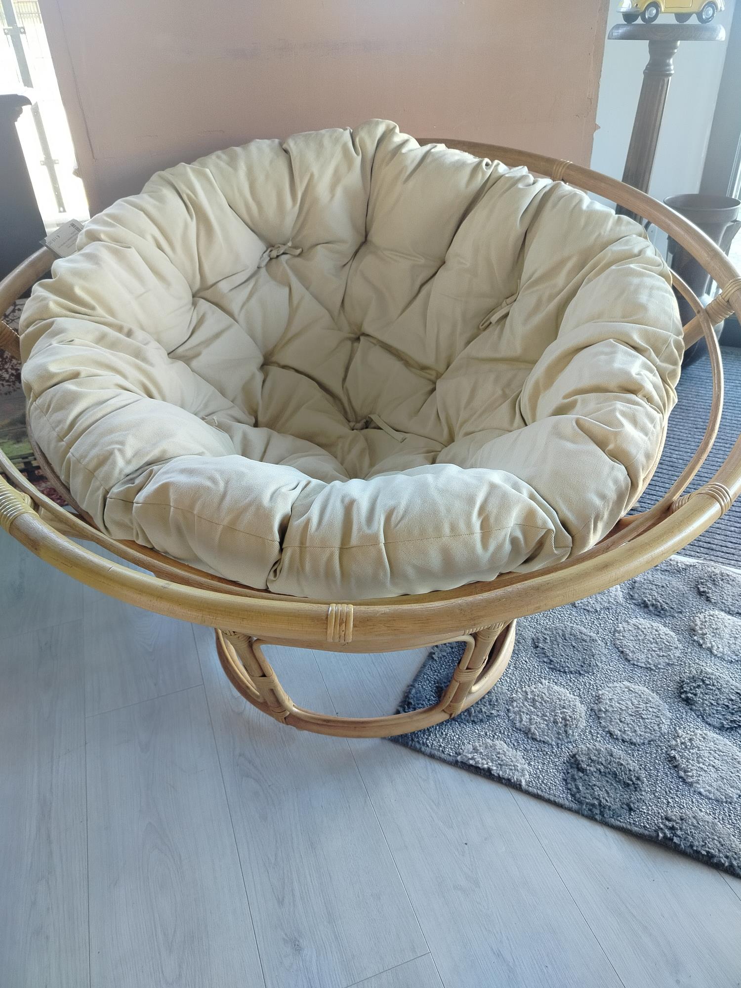 Poltrona papasan in bambù con cuscino
