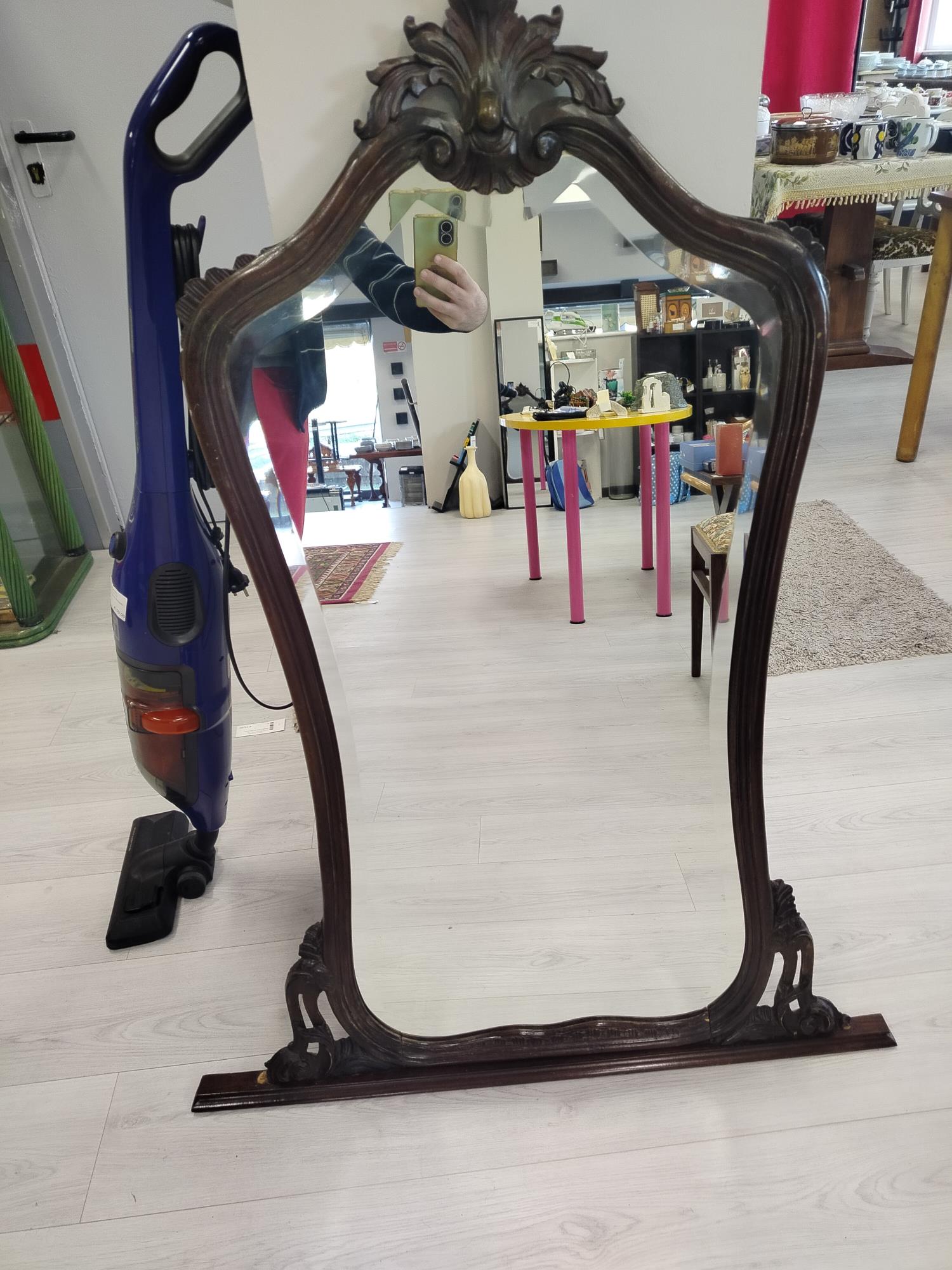Specchio grande molato cornice legno