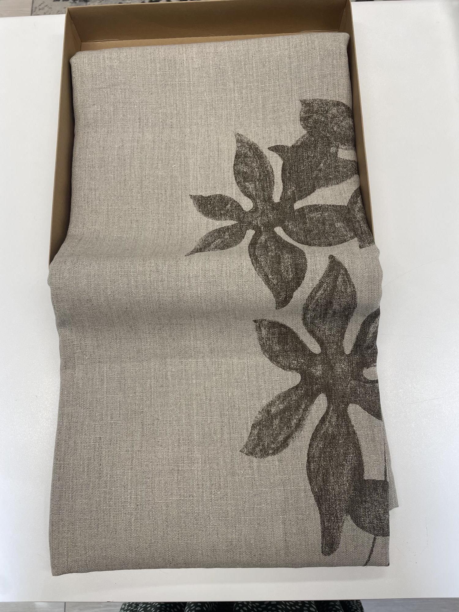 tovaglia beige con disegni marroni in lino 160X220 Vallesusa