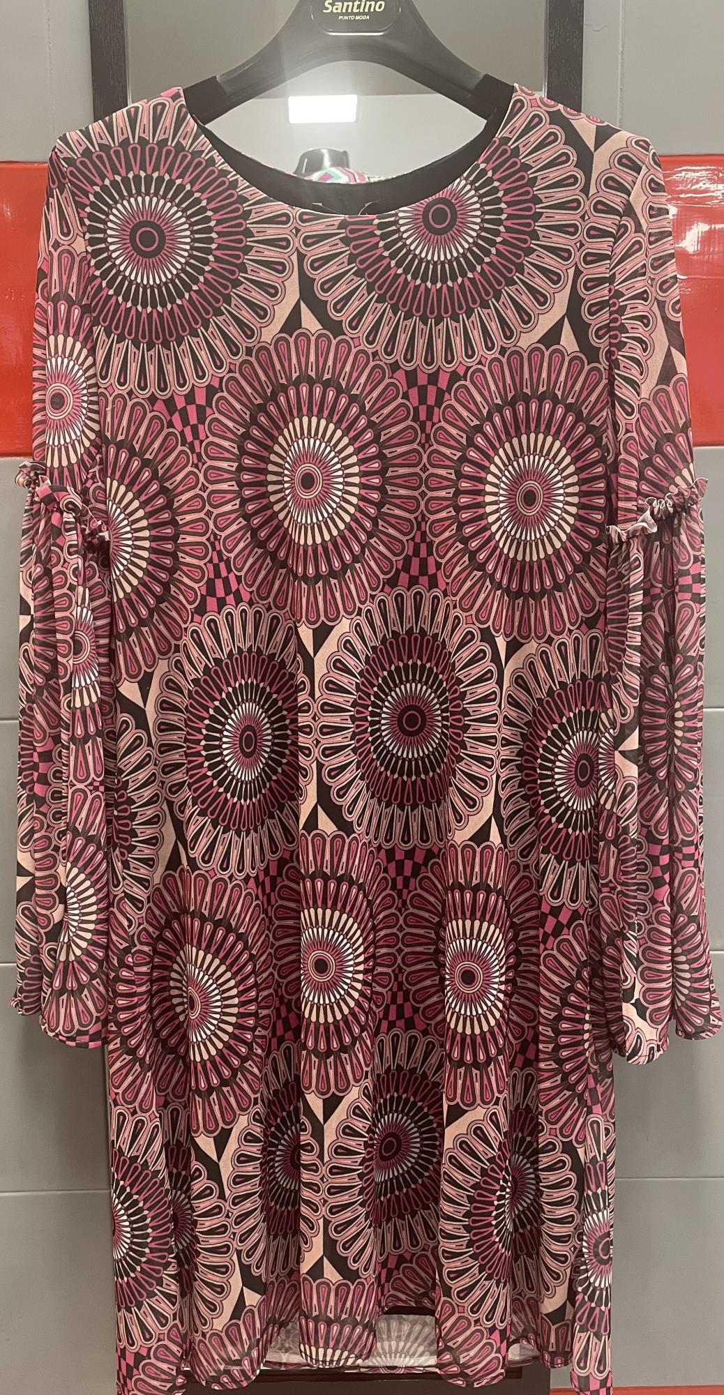 abito manica lunga a cerchi fuxia rosa e nero tg. S Coconuda