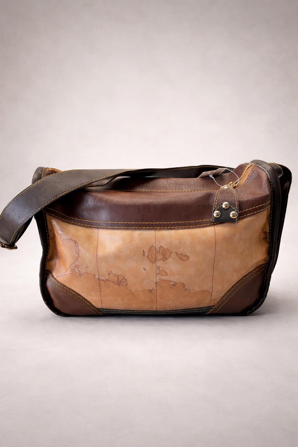 borsa beige con inserti marroni e blua tracolla 1 Classe