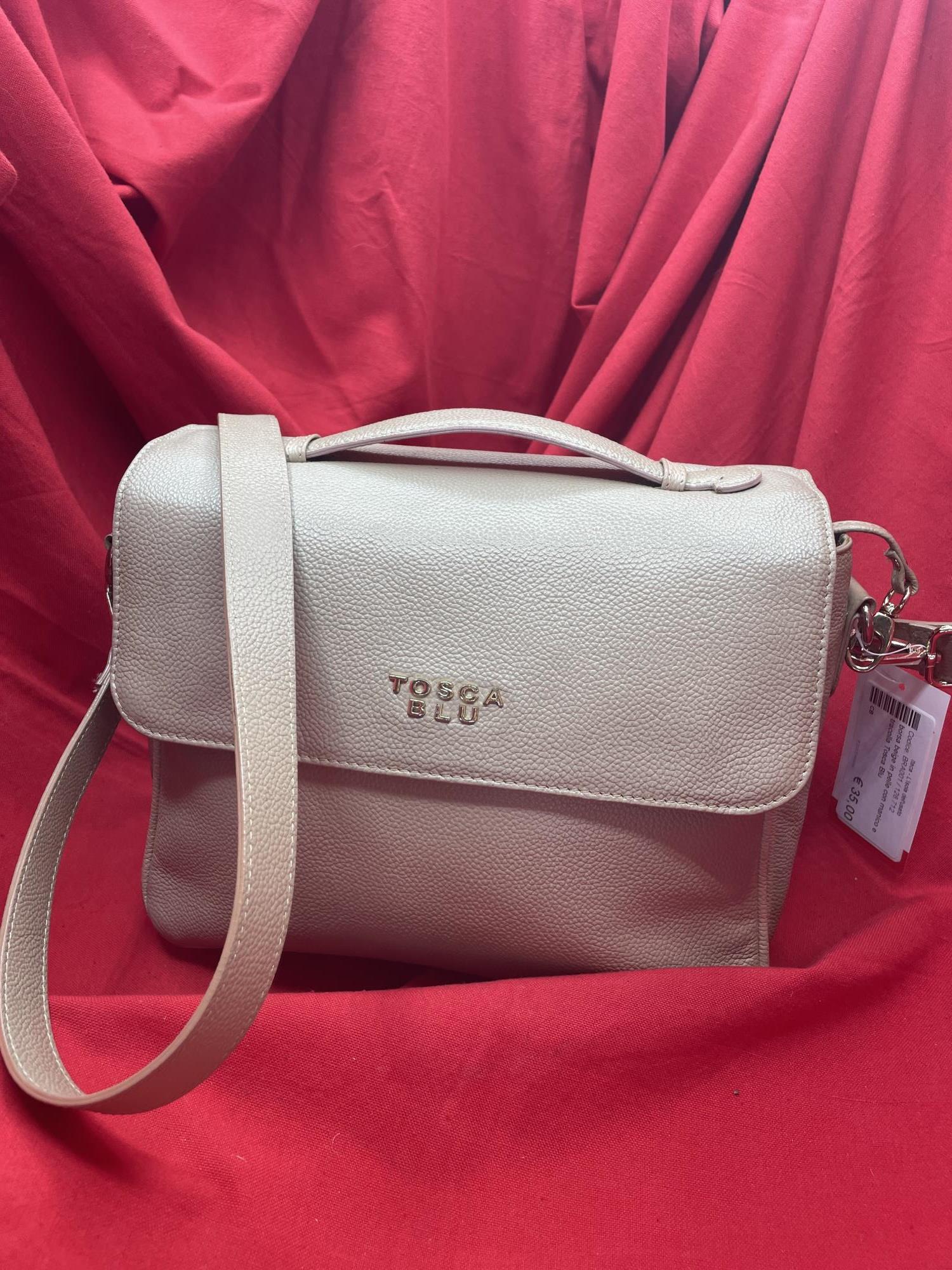 borsa beige in pelle con manico e tracolla Tosca Blu