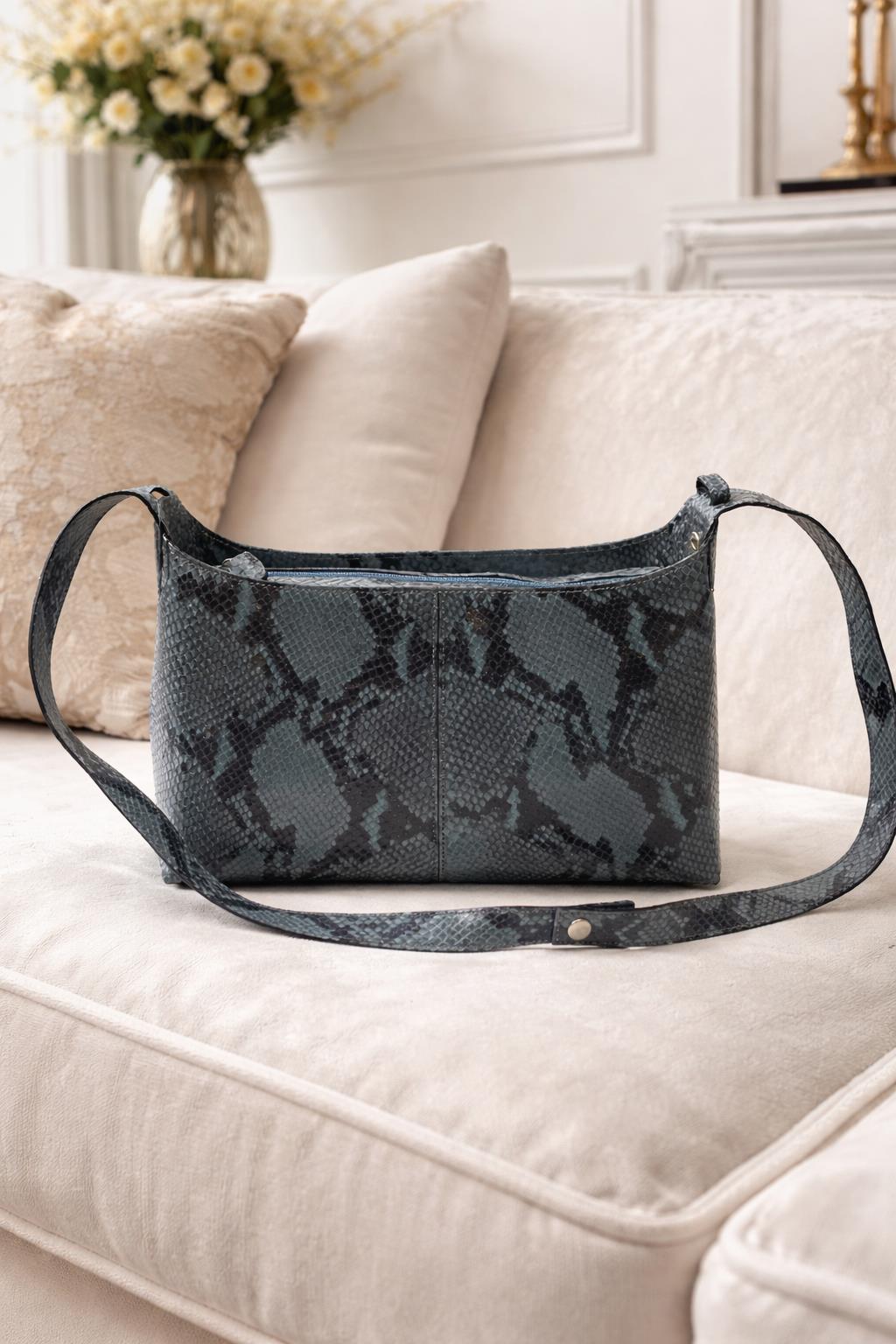 borsa blu vero pitone Stefano Serapan