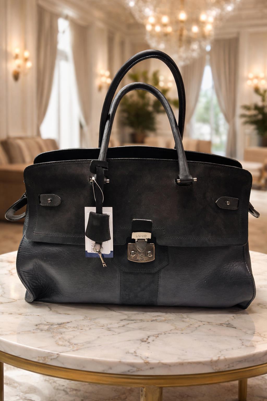 borsa nera 2 manici con tracolla in pelle Liu Jo