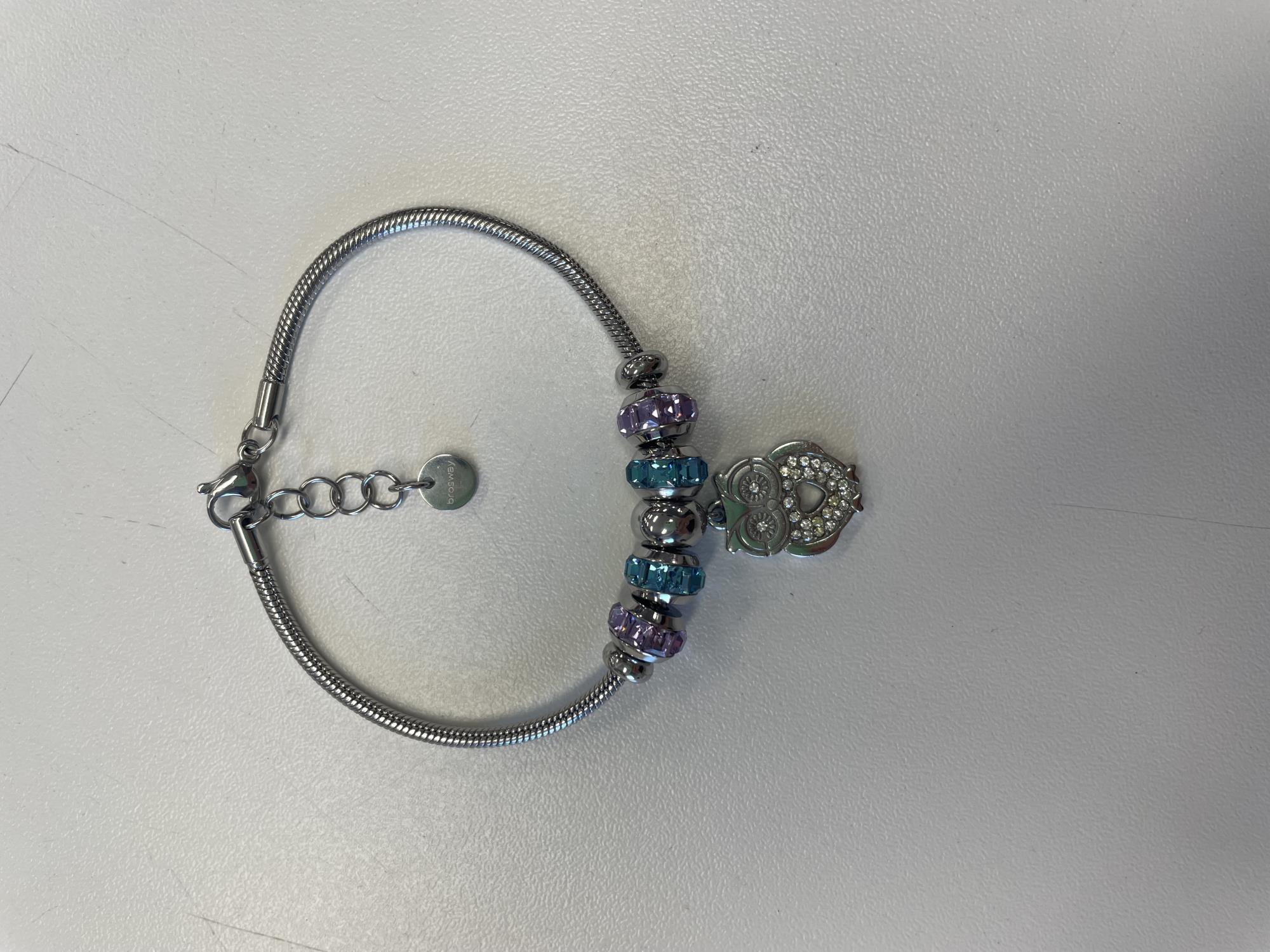 braccialeacciaio con charm colorati e ciondolo gufo Brosway