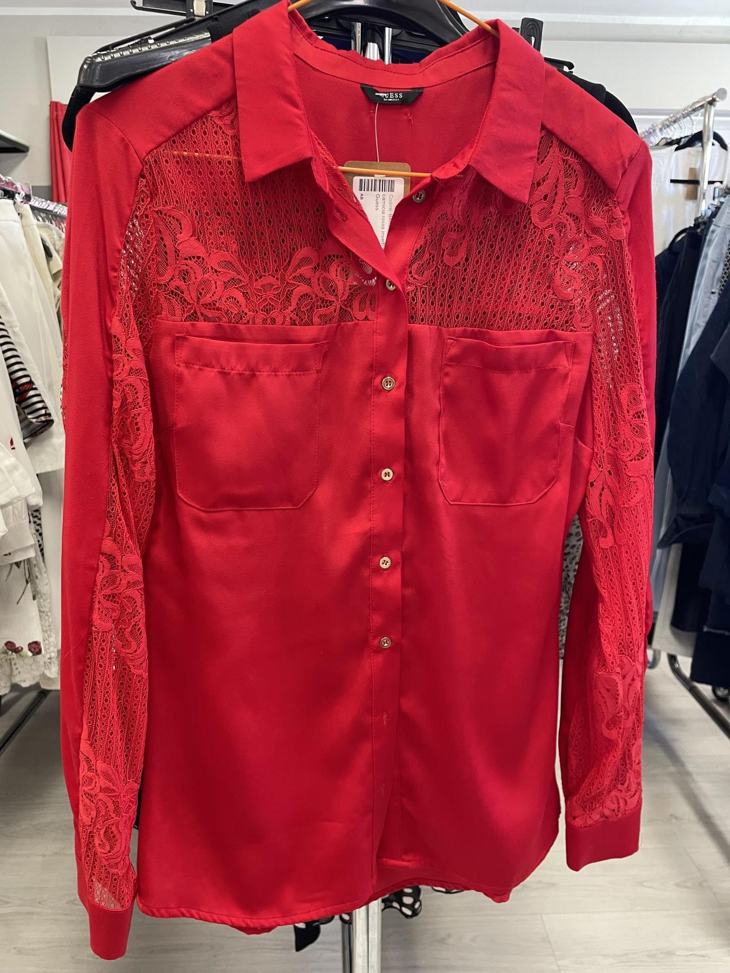camicia rossa inserti in pizzo tg. S Guess