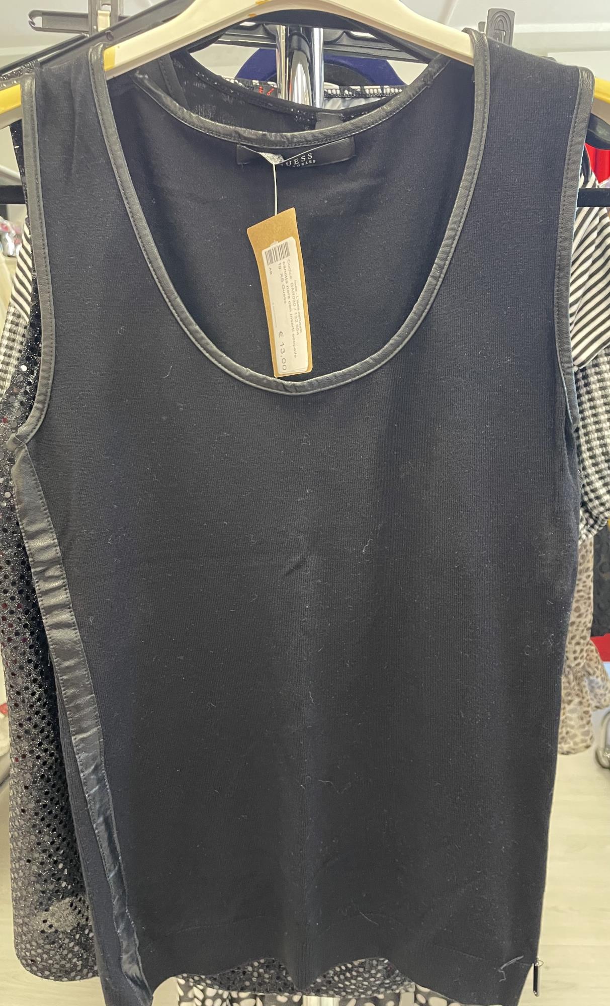 canotta nera con inserti ecopelle tg. XS Guess