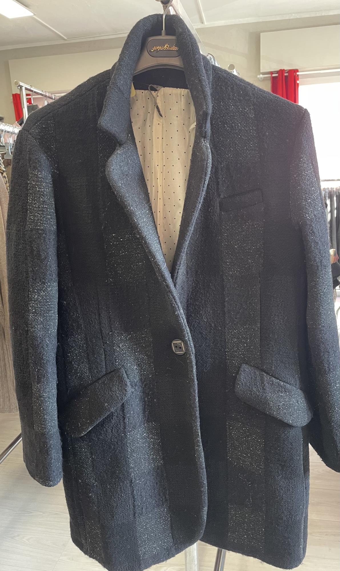 cappottino nero con inserti grigi melange tg. 42 Manila Grace