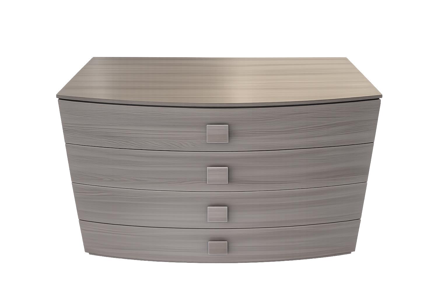 Cassettiera legno grigia moderna forma arrotondata