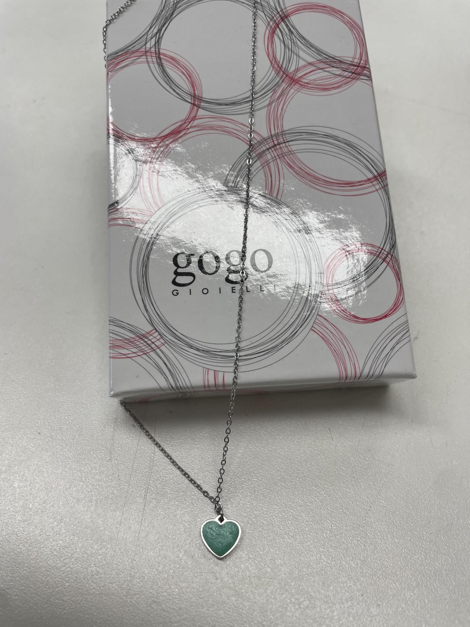 collana acciaio ciondolo cuore verde nuova con scatolina e garanzia Gogo