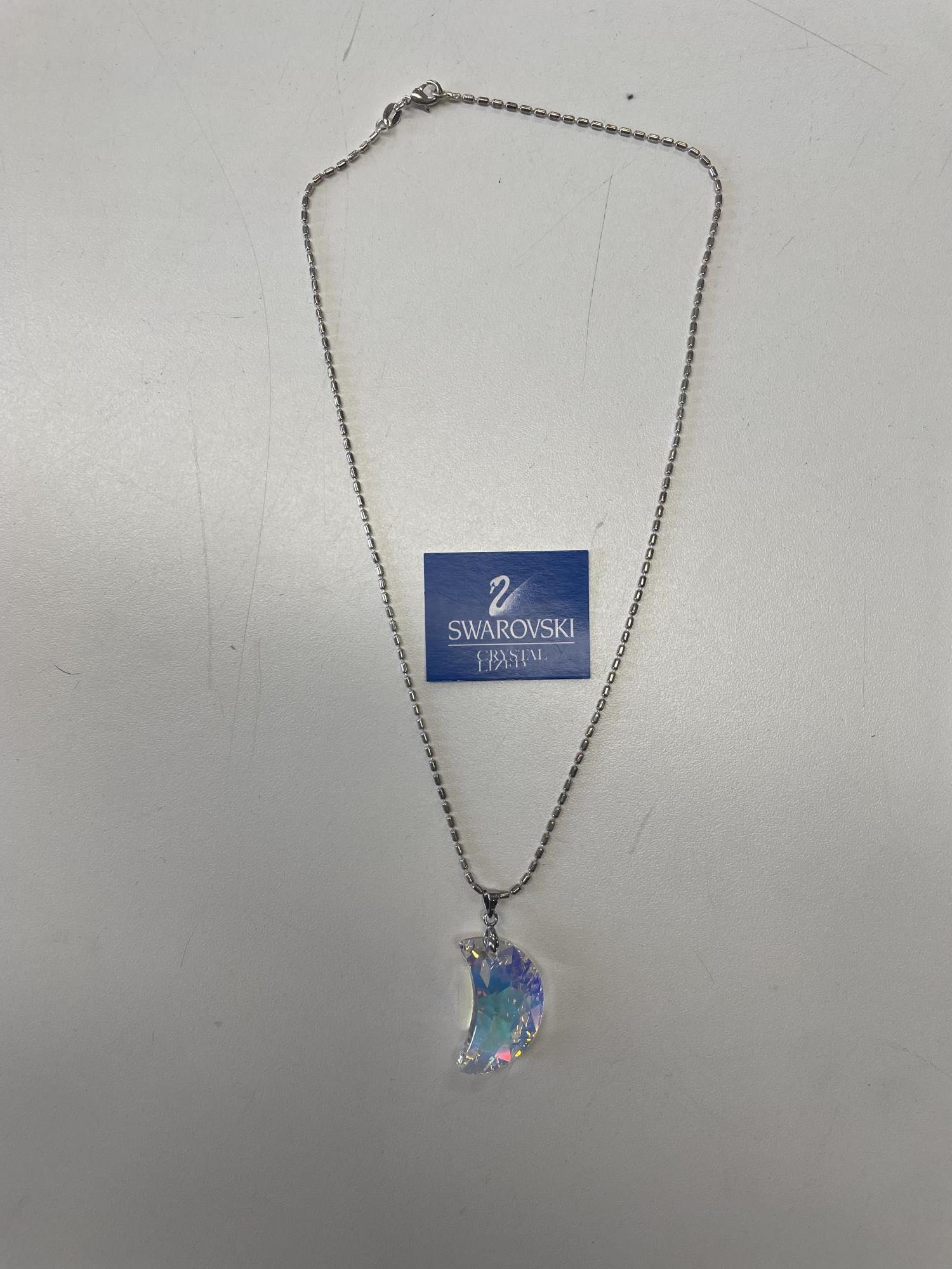 collana in argento con ciondolo mezza luna Swarovki