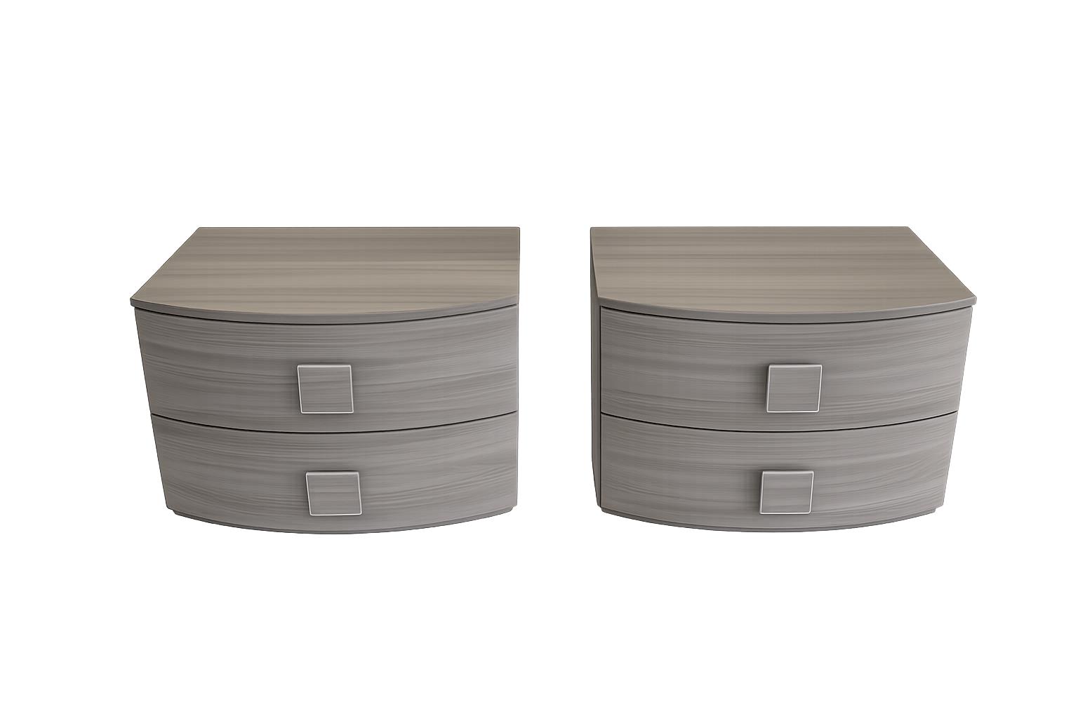 Comodino moderno legno grigio forma arrotondata