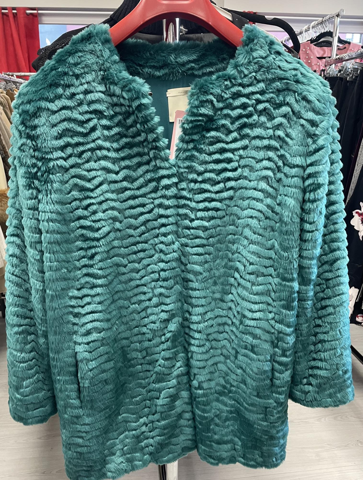 giacca ecopelle verde smeraldo girocollo tg. 46 Pinko