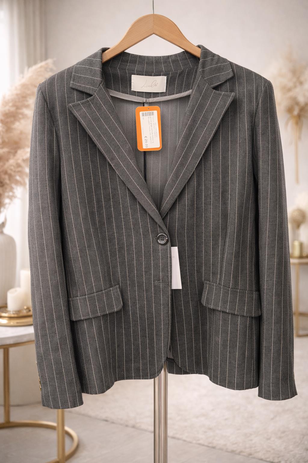 giacca grigia gessata bianco tg. 50 Lizalù - nuova con cartellino-