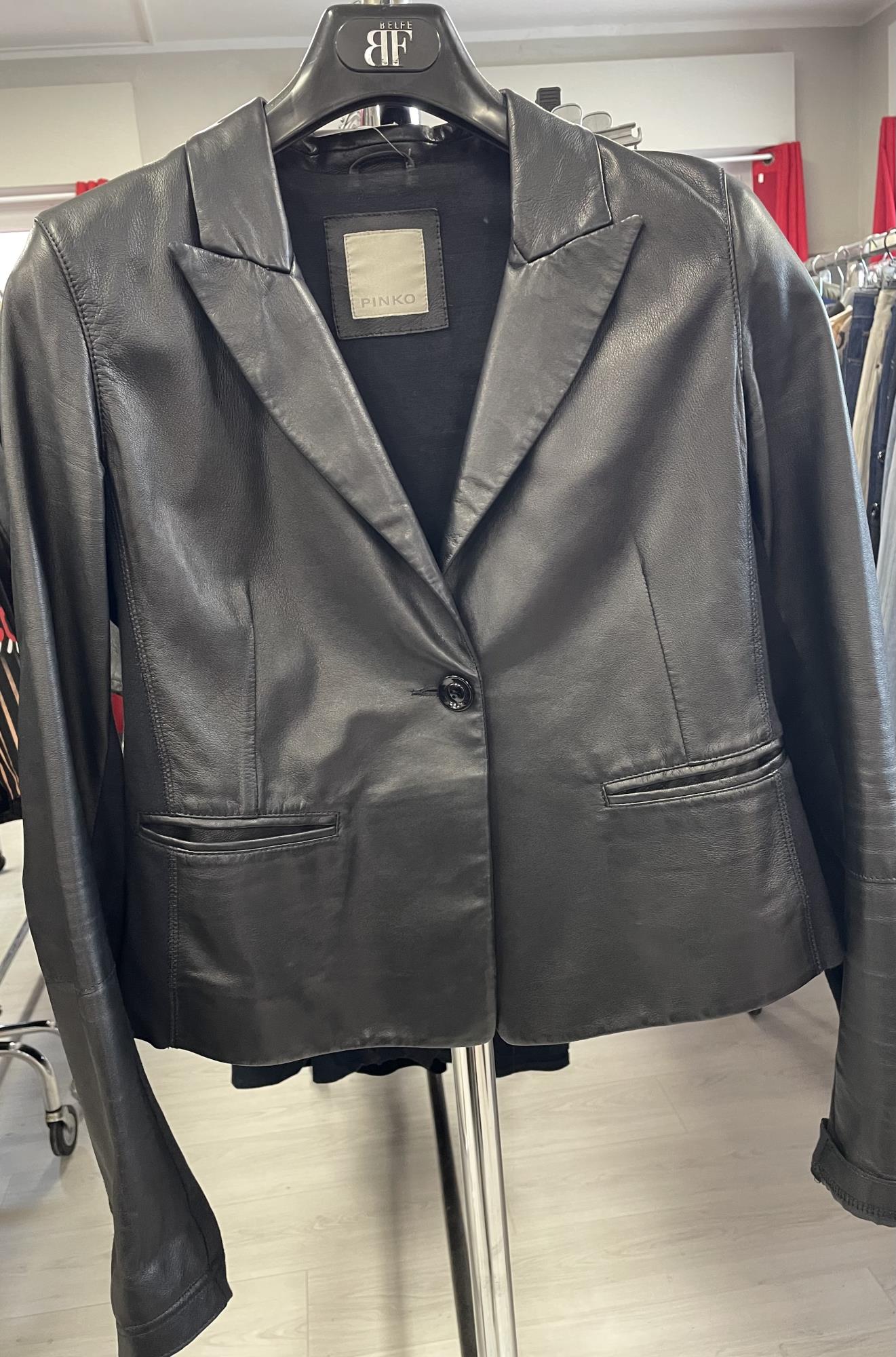 giacchina nera davanti pelle dietro maglina tg. 44 Pinko