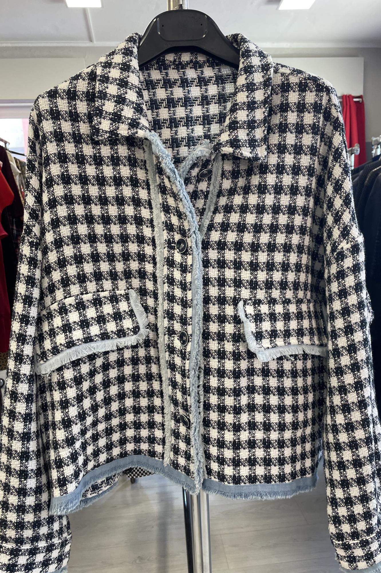 giacchina quadri blu e bianchi e profilo jeans azzzurro tg. Unica