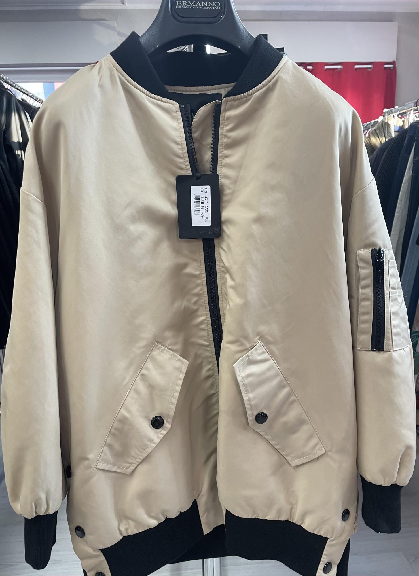 giubbotto bomber beige con inserti dietro paiettes e pizzo tg. S Ermanno Scervino