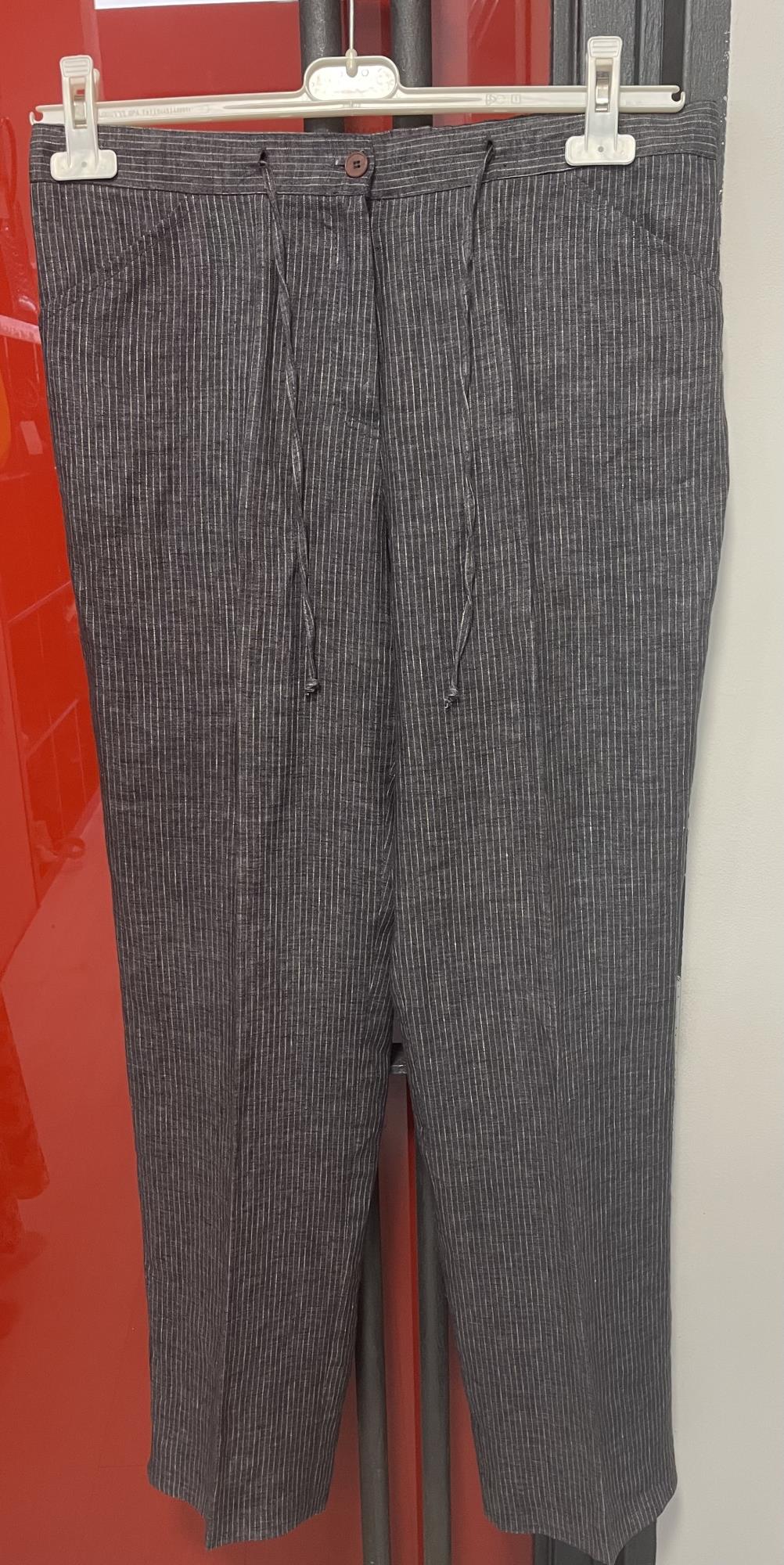 pantalone in lino blu rigato beige tg. 46 L. Pucci
