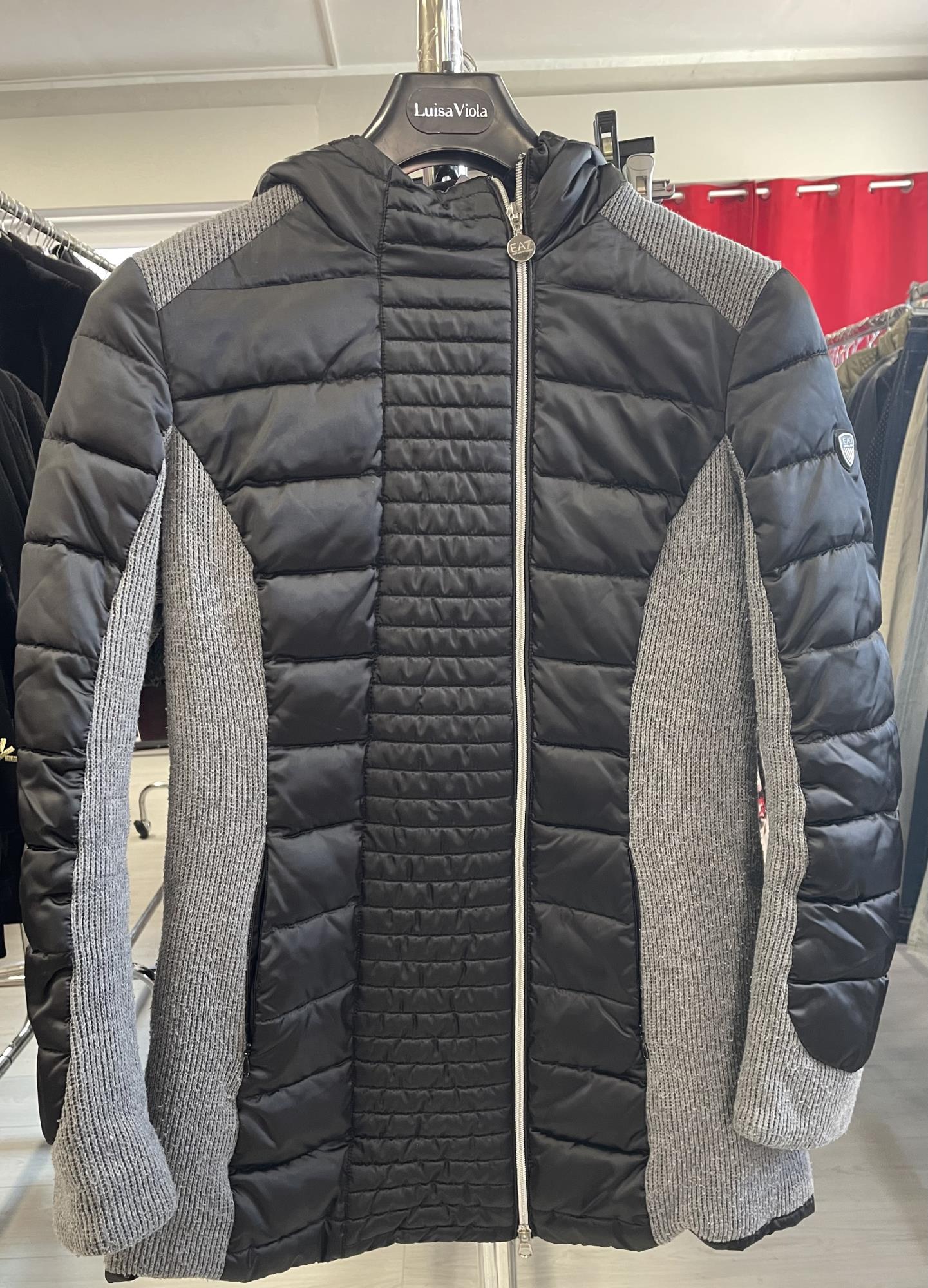 piumino nero con inserto maglia grigia tg. M Emporio Armani