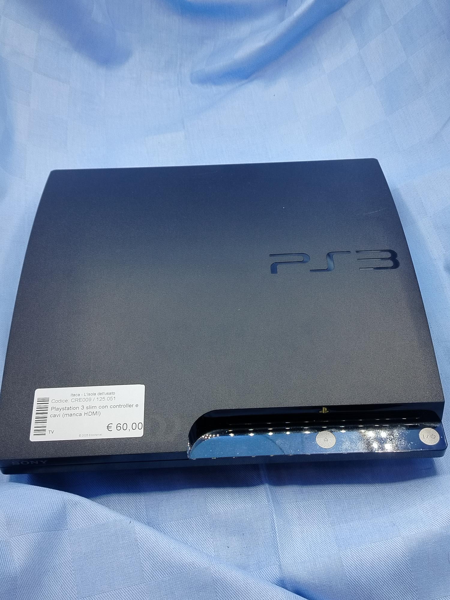 Playstation 3 slim con controller e cavi (manca HDMI)