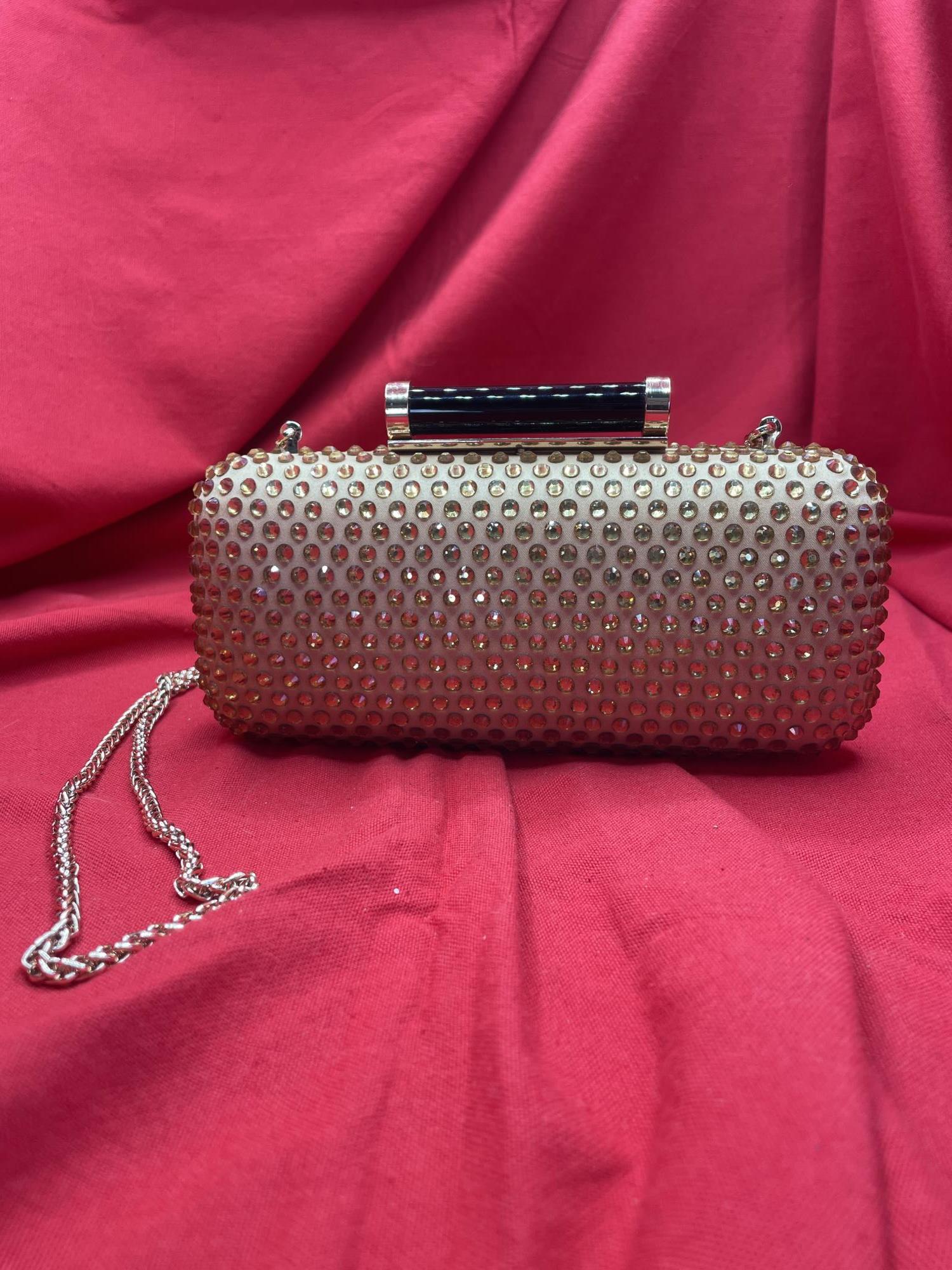 pochette dorata con brillantini e tracolla Pinko