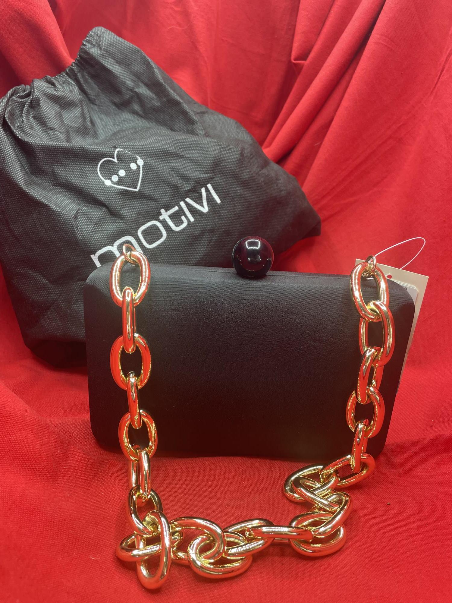 pochette nera con catena dorata+ tracolla Motivi