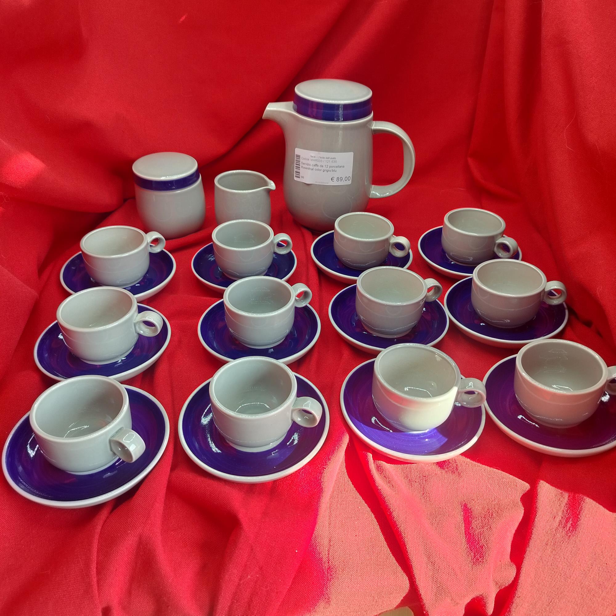 Servizio caffè da 12 porcellana Rosenthal color grigio/blu
