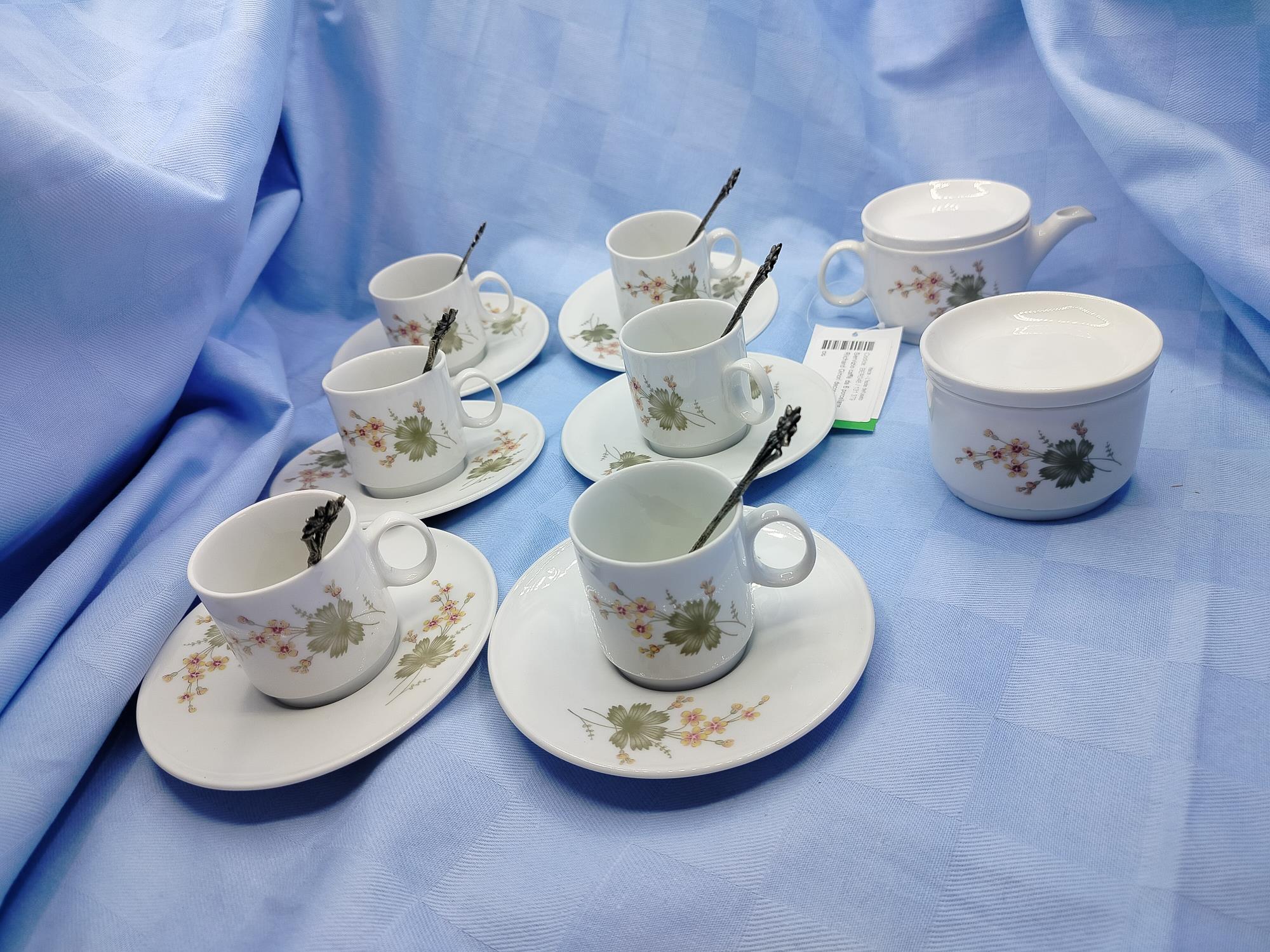 Servizio caffè da 6 porcellana Richard Ginori decoro fiori