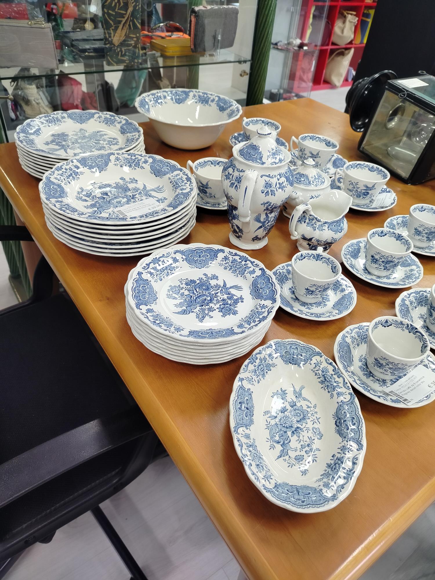Servizio piatti da 8 ceramica inglese Ridgway decori color blu