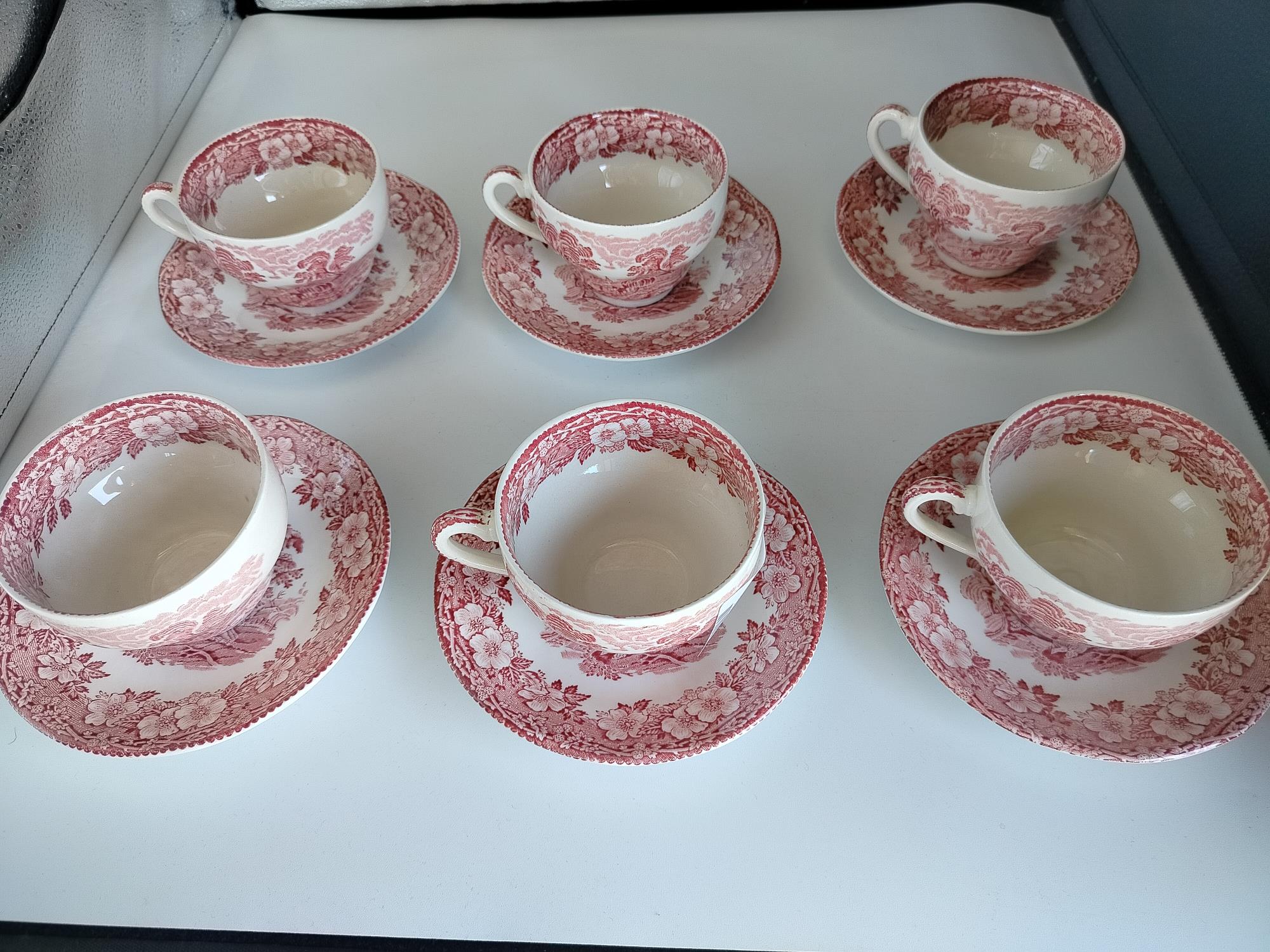 Set tazze da thé Woodland England decorazioni tonalità rosa