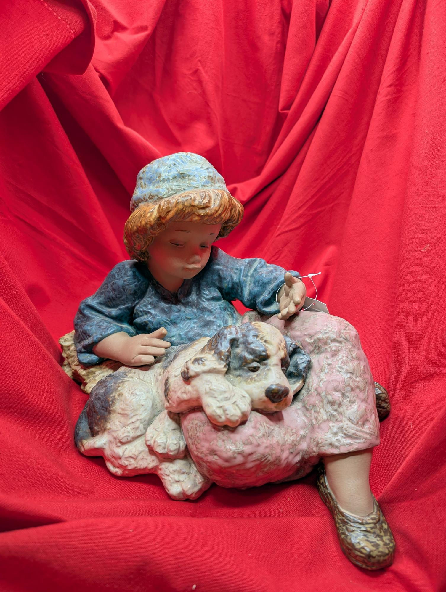 Statua grande Lladro ragazza con cane