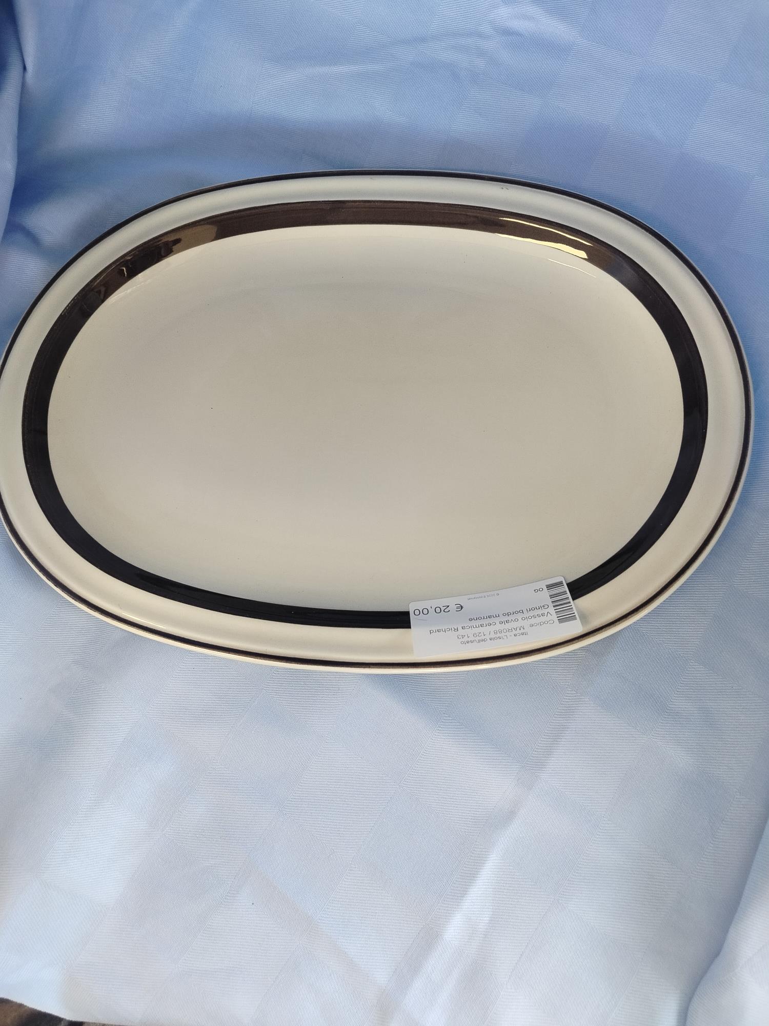 Vassoio ovale ceramica Richard Ginori bordo marrone
