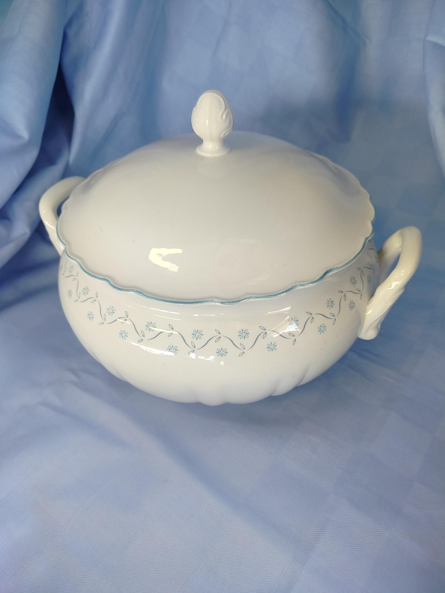Zuppiera ceramica richard Ginori decoro fiorellini azzurri